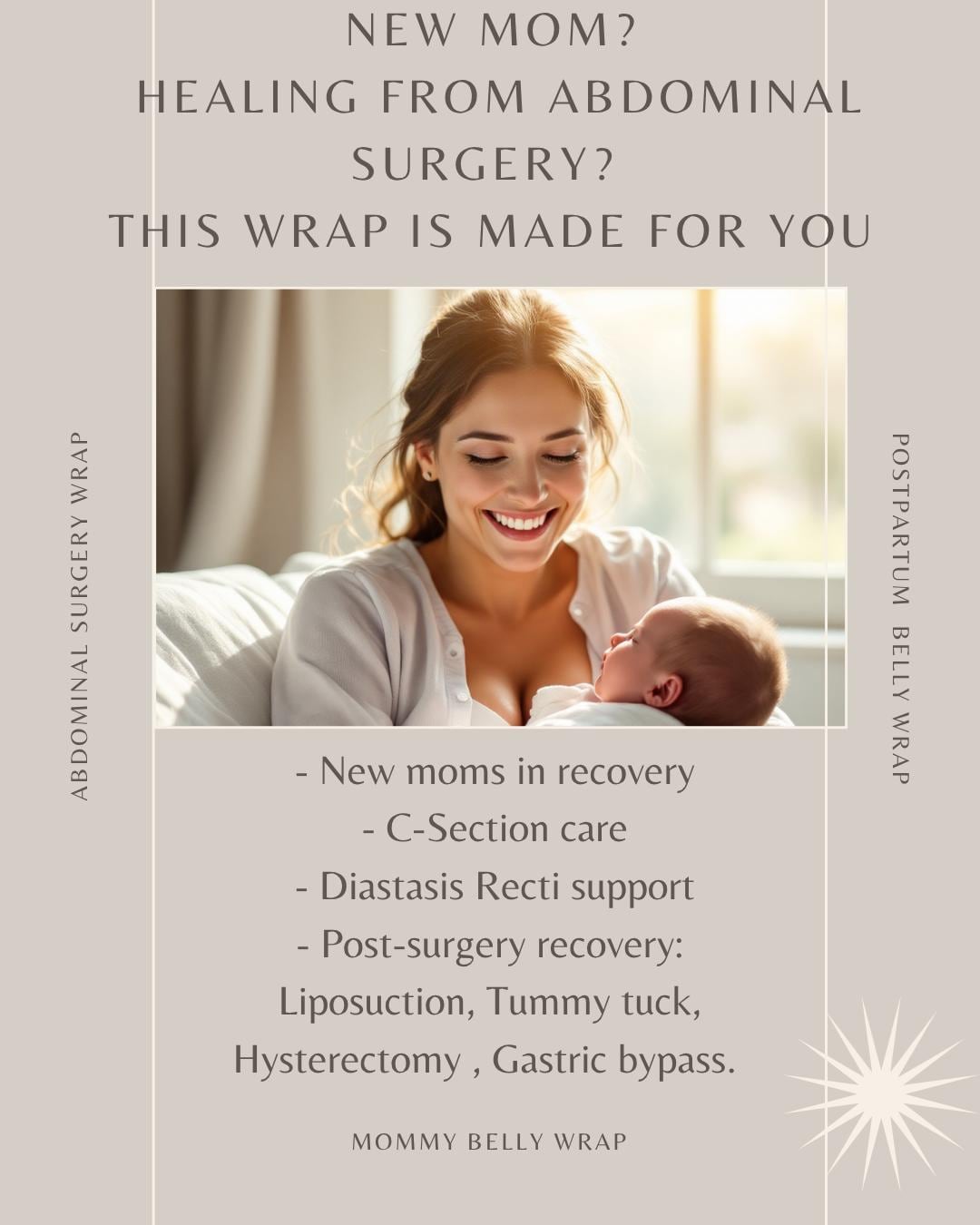 Postpartum Belly Wrap 100% Cotton | Natural Tummy Support & Recovery for New Moms