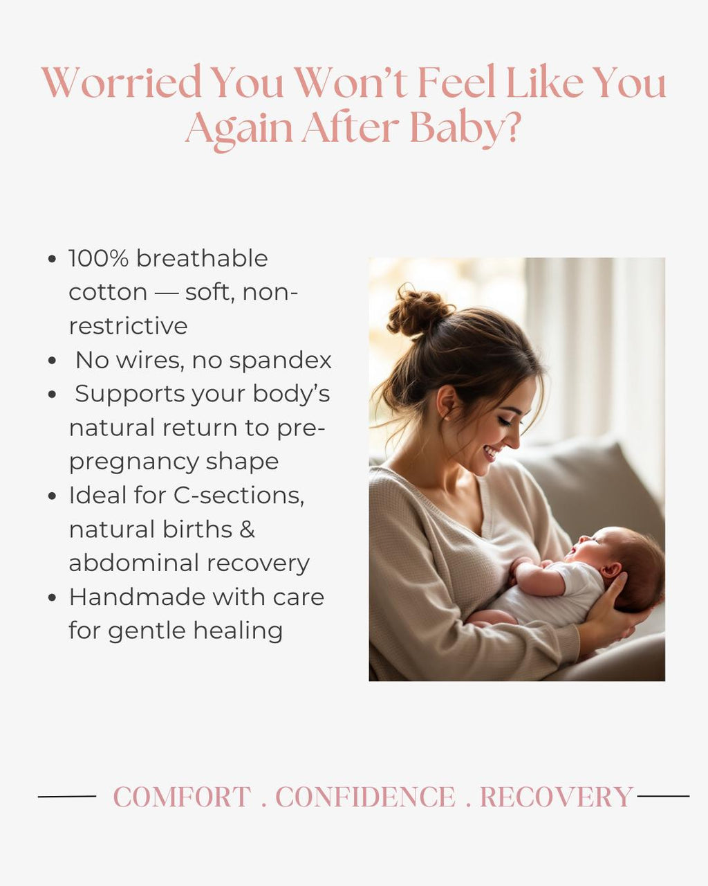 Postpartum Belly Wrap 100% Cotton | Natural Tummy Support & Recovery for New Moms